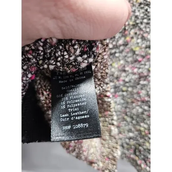 Rag & Bone Lory Tweed Boucle and Lamb Leather Trimmed Jacket Size M - Picture 7 of 10